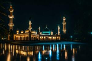 foto fondo de pantalla noche, el mezquita, el ciudad, el mezquita, el ciudad, el mezquita,. generado por ai