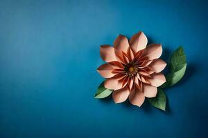 paper flower on blue background. AI-Generated photo