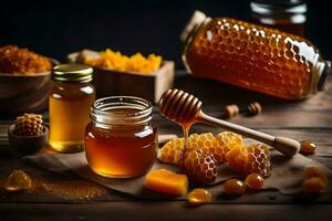 honey is a natural sweetener that is used in many foods and beverages. AI-Generated photo