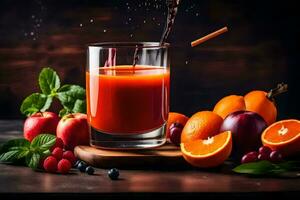 fresh juice with fruits and berries. AI-Generated photo