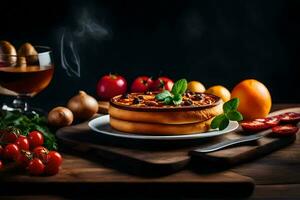 food on a wooden table. AI-Generated photo