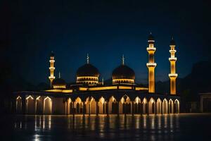 the mosque at night in oman. AI-Generated photo