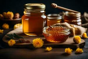 honey is a natural sweetener that is used in many foods and beverages. AI-Generated photo