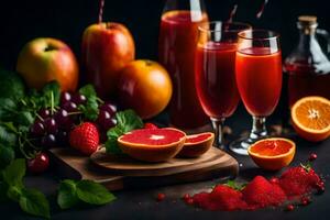 a variety of fruit juices and juices. AI-Generated photo