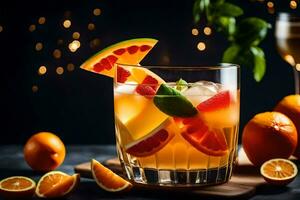 a glass of orange juice with slices of orange. AI-Generated photo