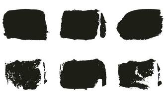 Grunge Paintbrush, Black Template Background, Brush Ink in Square Shape. Abstract Graphic Element. Dirty Brushstroke with Abstract Border. Rectangle Rough Texture. Isolated Vector Illustration.