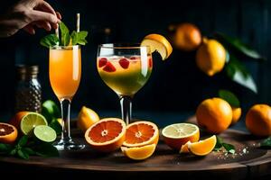 a person is holding a glass of orange juice. AI-Generated photo