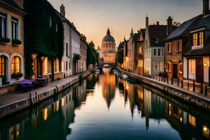 el ciudad de brujas, Bélgica. generado por ai foto