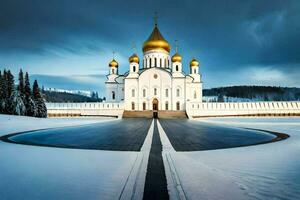 el catedral de el santo cruzar en Moscú, Rusia. generado por ai foto