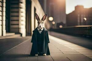 a rabbit dressed in a suit and tie. AI-Generated photo