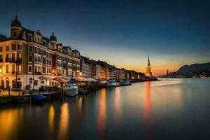 el ciudad de Lucerna a oscuridad. generado por ai foto