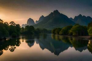 the li river in china. AI-Generated photo