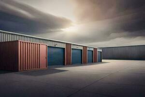 a large warehouse with two storage units. AI-Generated photo