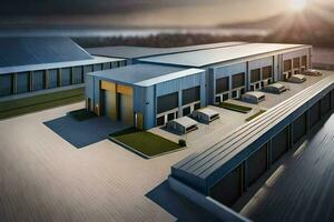 an artist's impression of a large industrial building. AI-Generated photo
