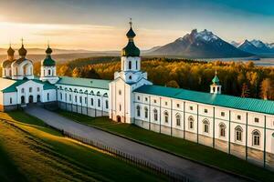 the monastery of the holy cross in the mountains. AI-Generated photo