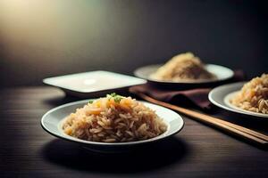 a bowl of rice with chopsticks and a bowl of rice. AI-Generated photo