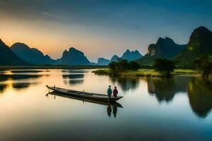 the li river in china. AI-Generated photo