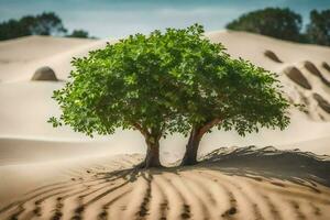 a tree in the desert. AI-Generated photo