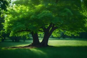 photo wallpaper the sky, trees, grass, grass, trees, green, tree, green,. AI-Generated