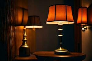 a table with two lamps on it. AI-Generated photo