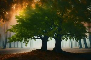 photo wallpaper the sky, trees, fog, trees, trees, trees, trees, trees,. AI-Generated