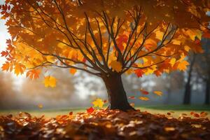 otoño hojas son que cae desde un árbol en el Dom. generado por ai foto