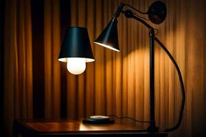 a lamp on a table next to a lamp. AI-Generated photo