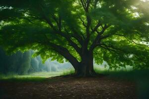 foto fondo de pantalla el cielo, árboles, el sol, el bosque, el árbol, el bosque,. generado por ai