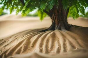 a tree growing in the sand dunes. AI-Generated photo