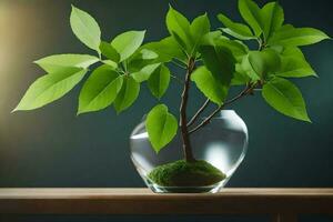 un pequeño planta en un vaso florero en un mesa. generado por ai foto