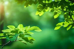 green leaves on a sunny day. AI-Generated photo