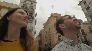 Tourists looking at architecture of Valencia, Spain video