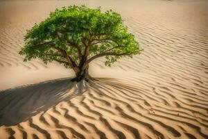 a lone tree in the desert. AI-Generated photo