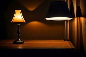a lamp and a table lamp on a table. AI-Generated photo