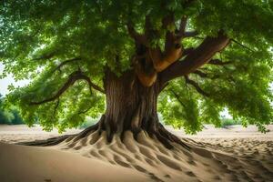 un árbol en el Desierto con arena y arboles generado por ai foto