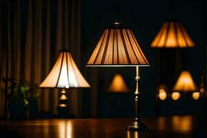 a table with lamps and a lamp on it. AI-Generated photo