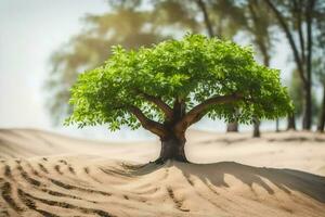un árbol creciente en el arena dunas. generado por ai foto