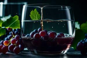 grapes in a glass of water. AI-Generated photo