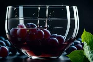 a glass of red wine with grapes. AI-Generated photo