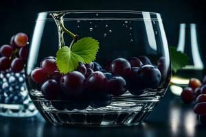 uvas en un vaso. generado por ai foto