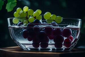 grapes in a glass bowl. AI-Generated photo