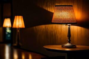 a table lamp and a lamp on a table. AI-Generated photo