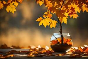 autumn leaves in a jar. AI-Generated photo