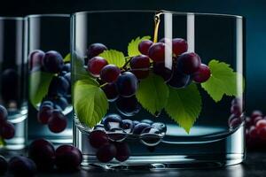 uvas en un vaso. generado por ai foto