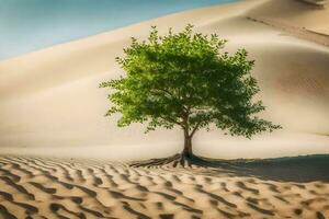 a lone tree in the desert. AI-Generated photo