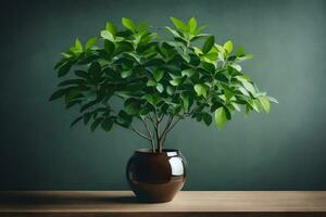 a potted plant on a table. AI-Generated photo
