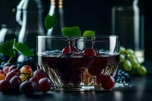 a glass of red wine with grapes and spices. AI-Generated photo