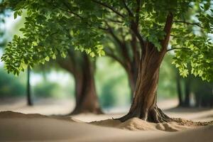 un árbol en el medio de un Desierto con arena. generado por ai foto