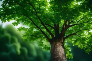 a tree is shown in front of a green background. AI-Generated photo