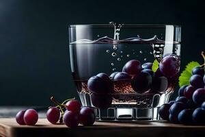 a glass of water with grapes. AI-Generated photo